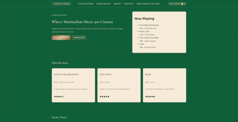 Cinema Corner website
