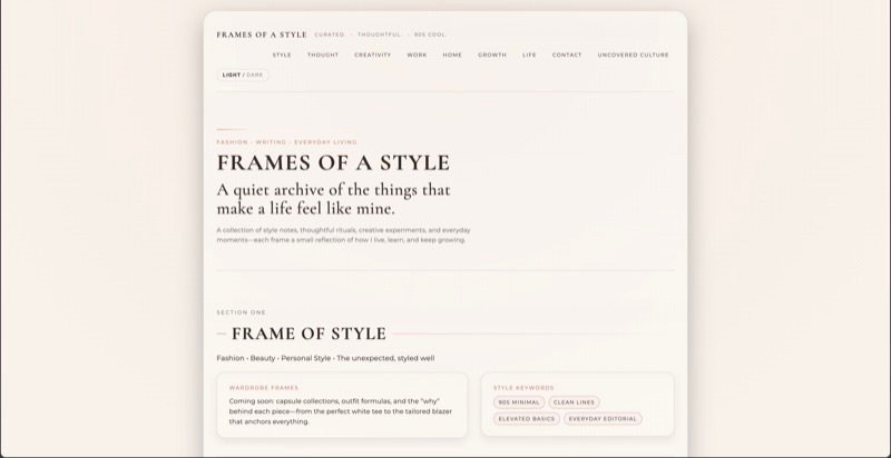 Frames of a Style website